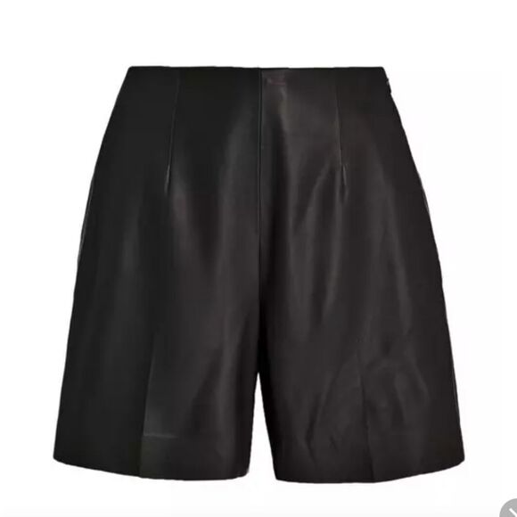 Vince Women's Black Leather Hidden Side Zipper Summery Style Shorts Size - Picture 16 of 16